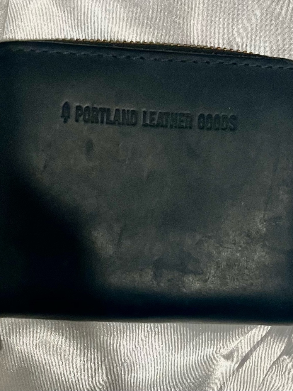 Portland Leather Dark Navy Leather small zip-around wallet